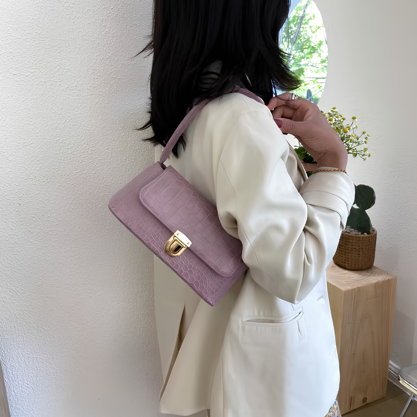 Tannaro Luna Croc Baguette Bag