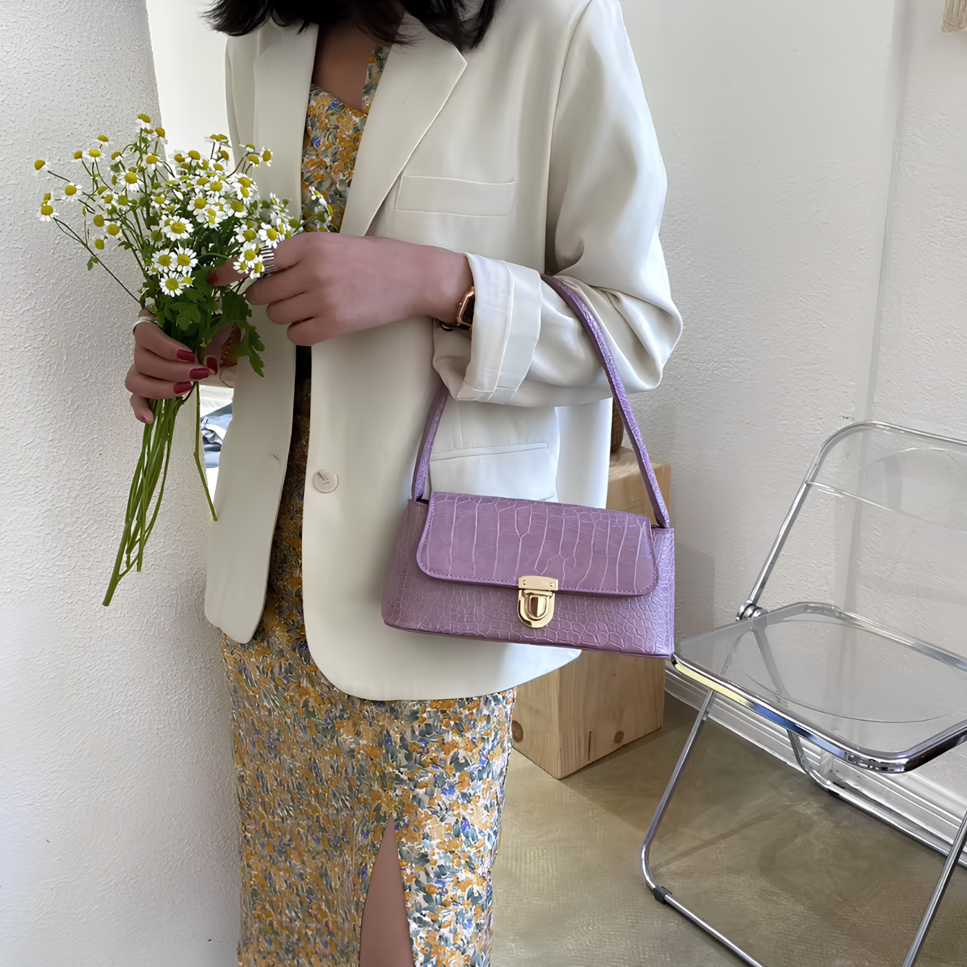 Tannaro Luna Croc Baguette Bag