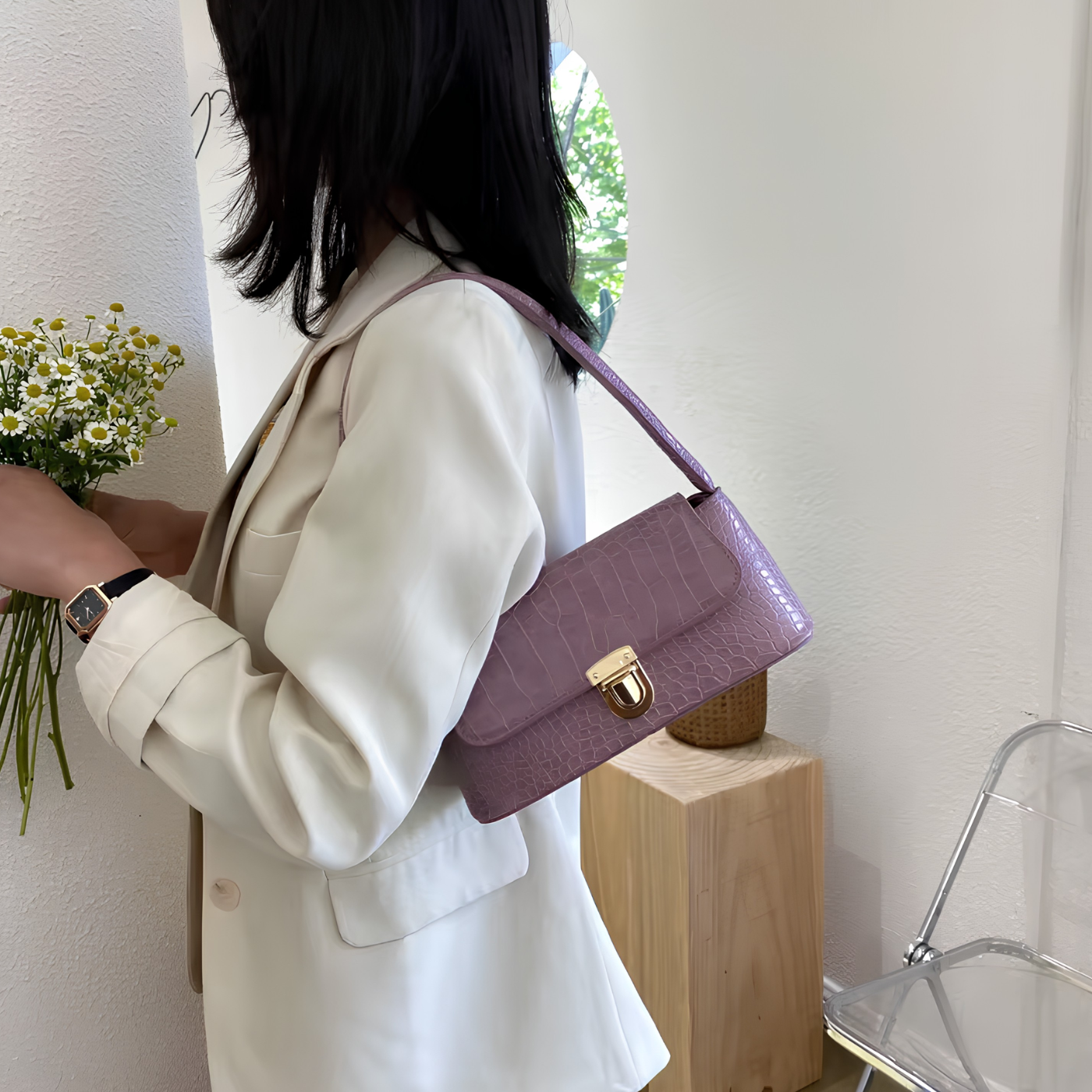 Tannaro Luna Croc Baguette Bag
